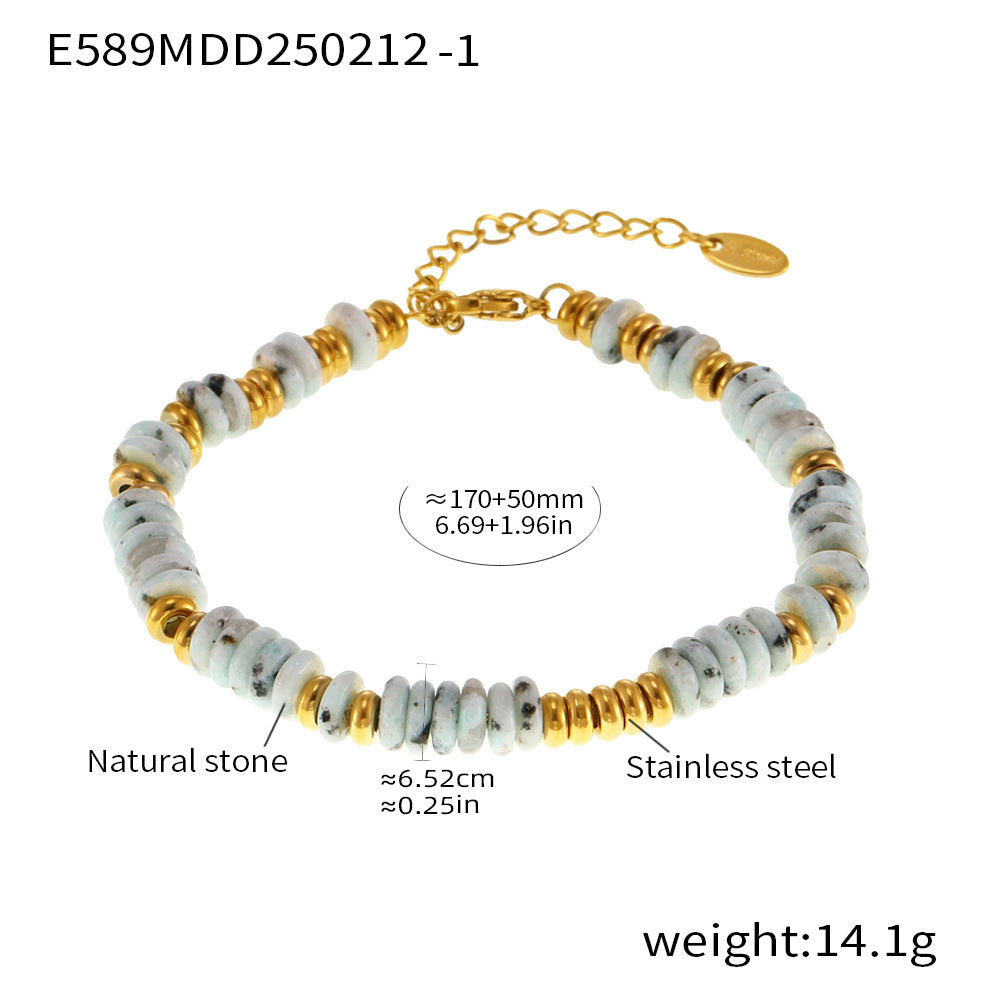 Wholesale Titanium Steel  Natural Stone Abacus Beads Bracelet