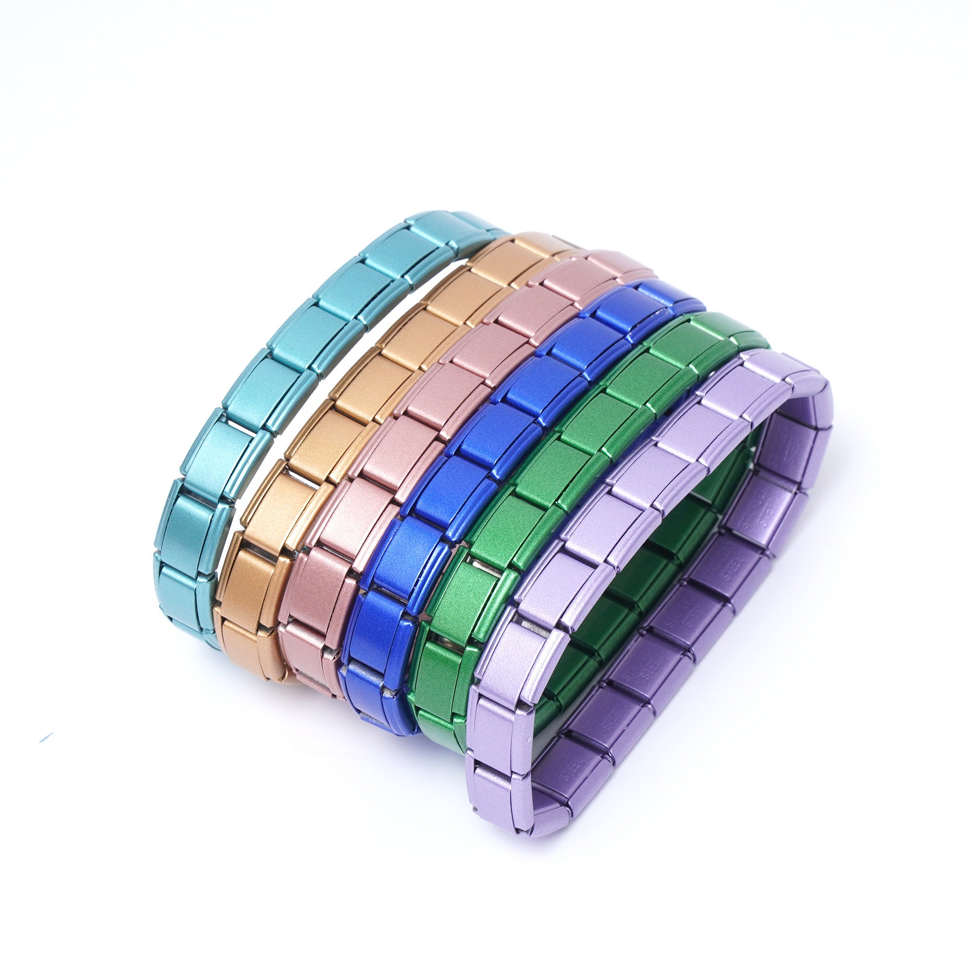 Wholesale Italian Charm Bracelet 9mm DIY Splicing Solid Color Stainless Steel Composable Bracelet
