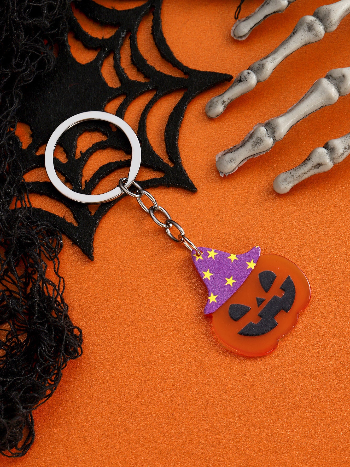 Wholesale Halloween Acrylic Skull Spider Keychains ACC-KC-RongR077