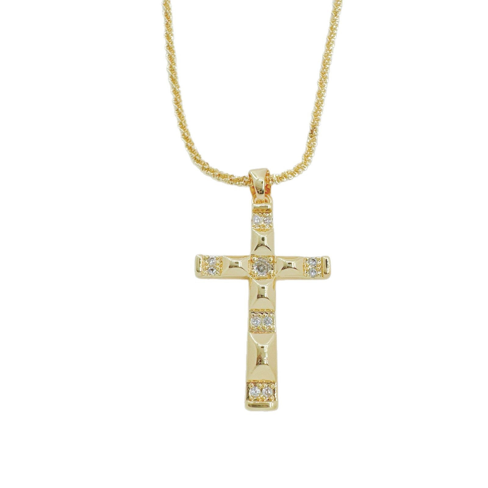 Wholesale Gold-Plated Copper Cross Pendant Necklace Trendy Jewelry Accessory for Women