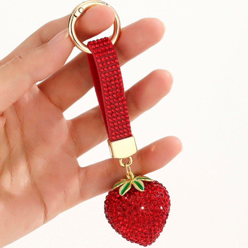 Wholesale Red Strawberry Rhinestone Keychain Car Key Accessory Gift