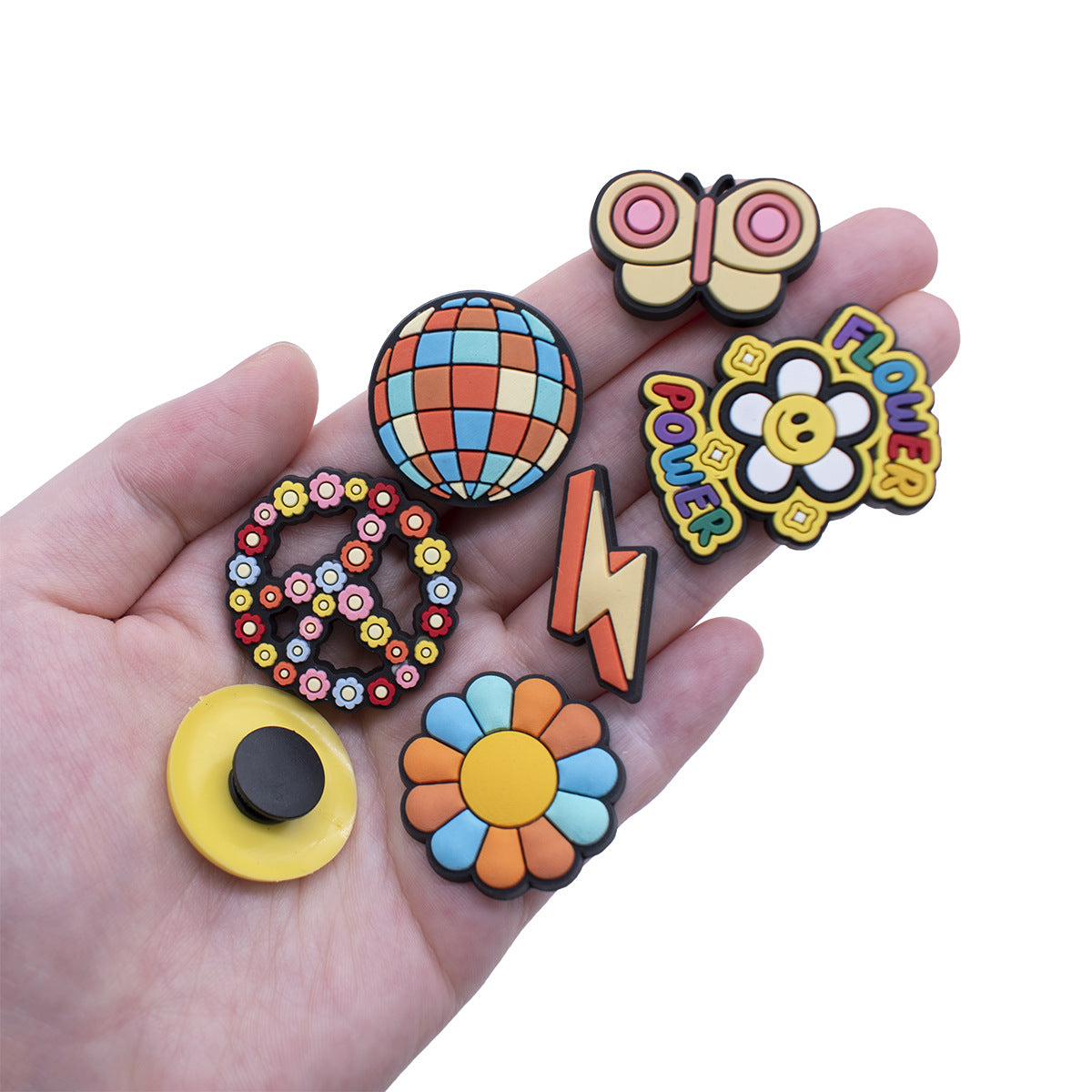 Wholesale  100pcs Random Rainbow Flowers Shoes Accessories Shoes Charms