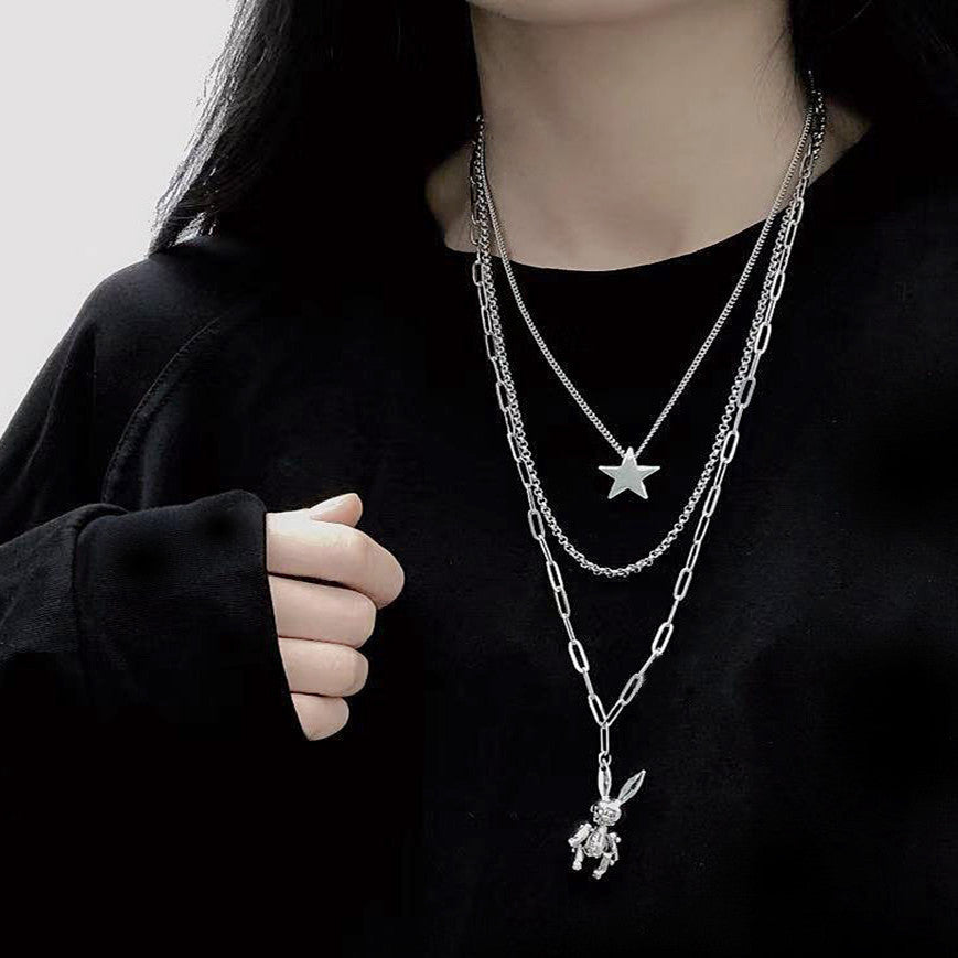Wholesale Double Layer Love Necklace Sweater Chain Heart Necklace Long Necklace ACC-NE-Tongs006