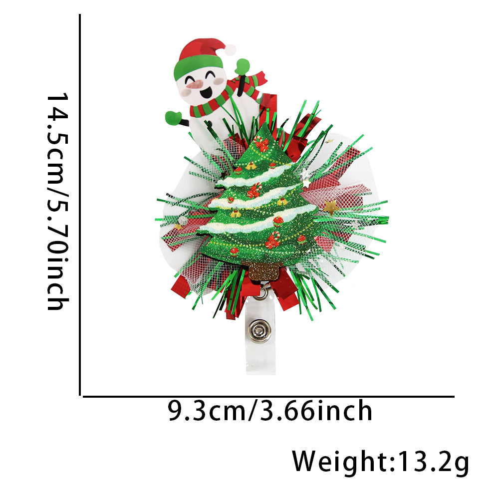 Wholesale Christmas Glitter Cartoon Snowman Elk Badge Reels Keychains ACC-KC-ZhouHao002