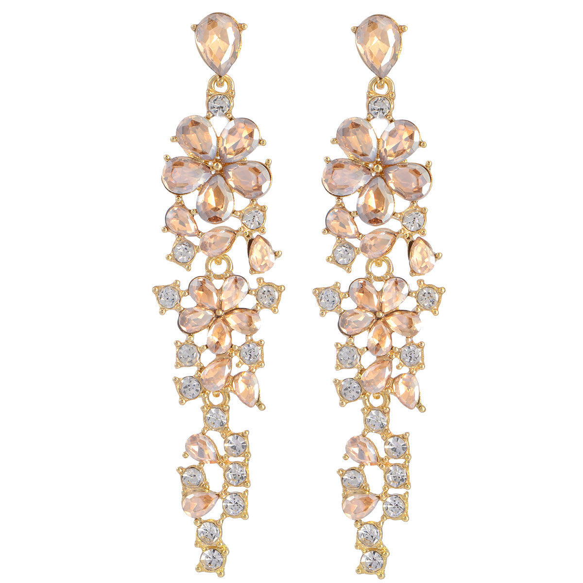 Wholesale Long Colorful Zircon Tassel Earrings Flower Earrings ACC-ES-YiN005