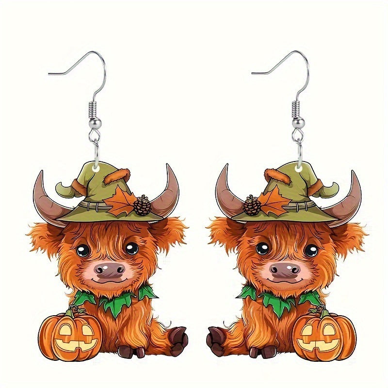 Wholesale 10pcs  Acrylic Halloween Cow Earrings
