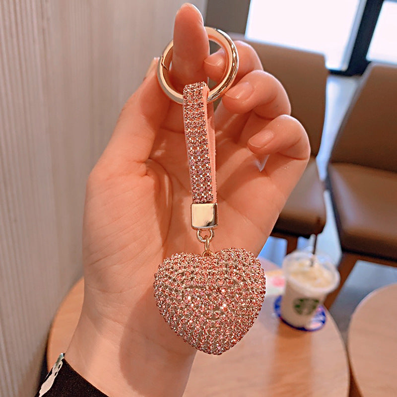 Wholesale Colorful Rhinestone Heart Shape Keychain Rhinestone Keychain Lanyard Keychain ACC-KC-ShuoT012