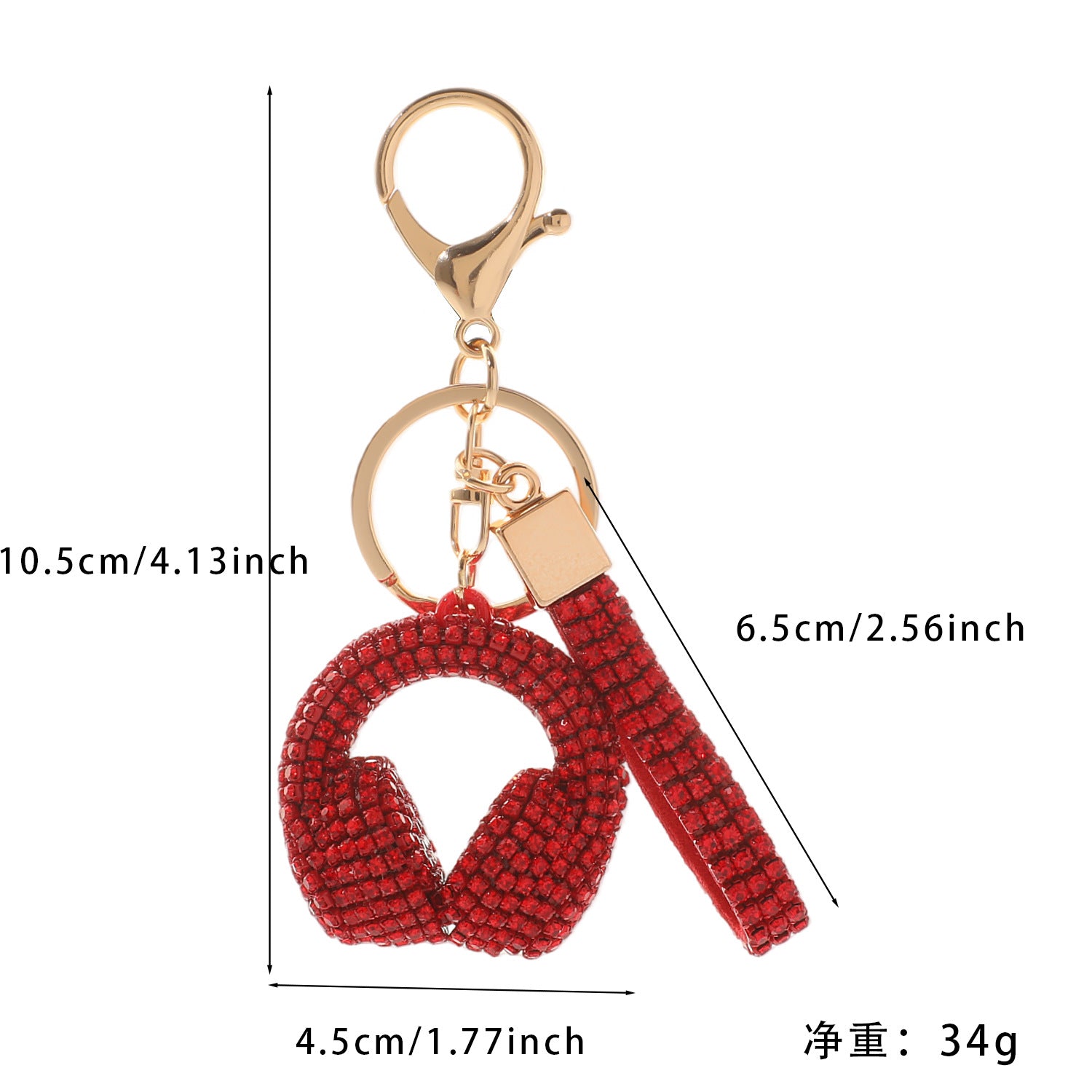 Wholesale Bright Red Rhinestone Earphone Keychain - Trendy Car Key Accessory