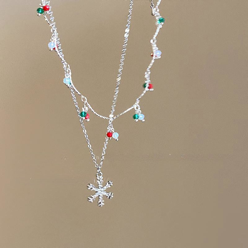 Wholesale Christmas snowflake zircon necklace