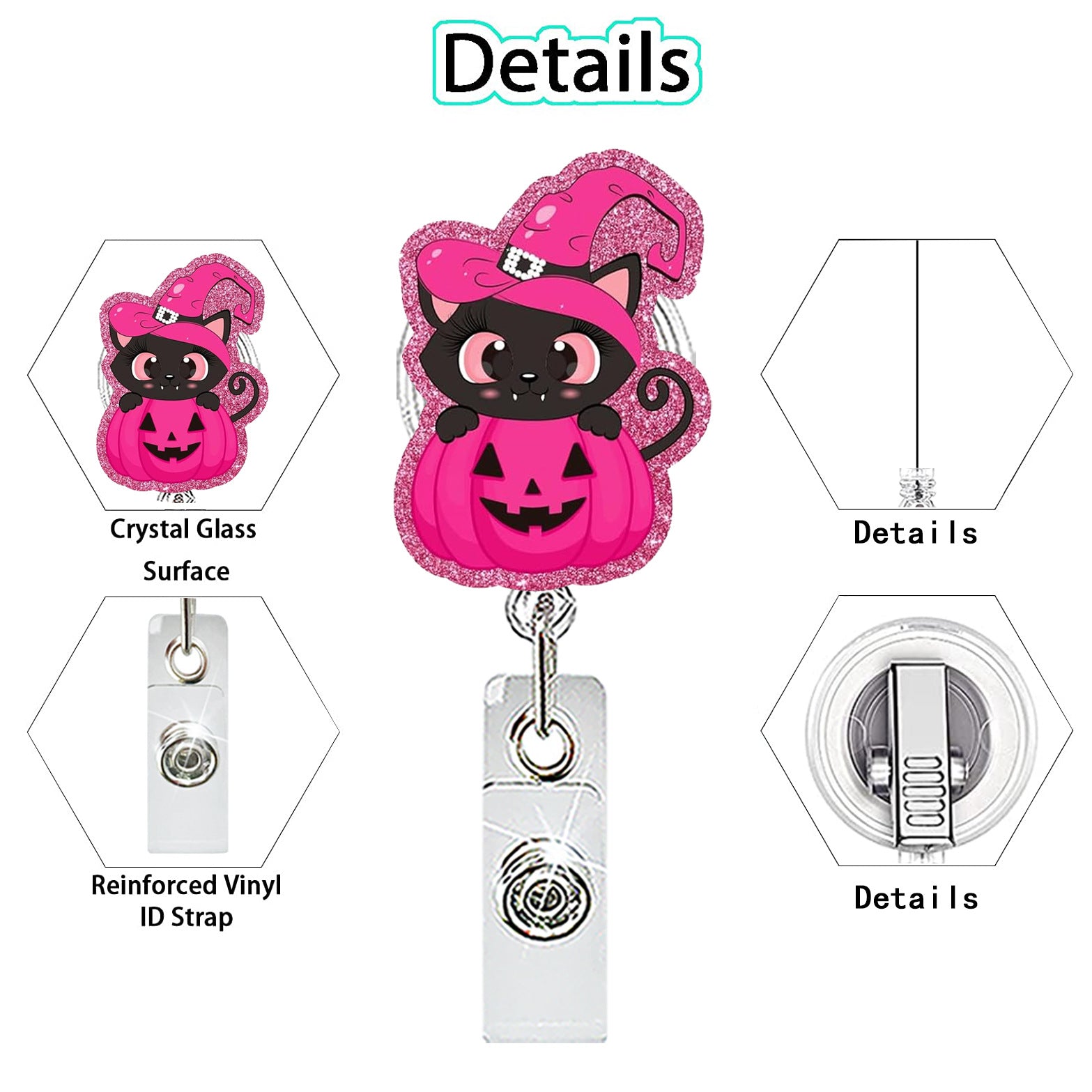 Wholesale  Ghost Pumpkin Acrylic Badge Reel Retractable ID Holder Fashion Accessory Gift
