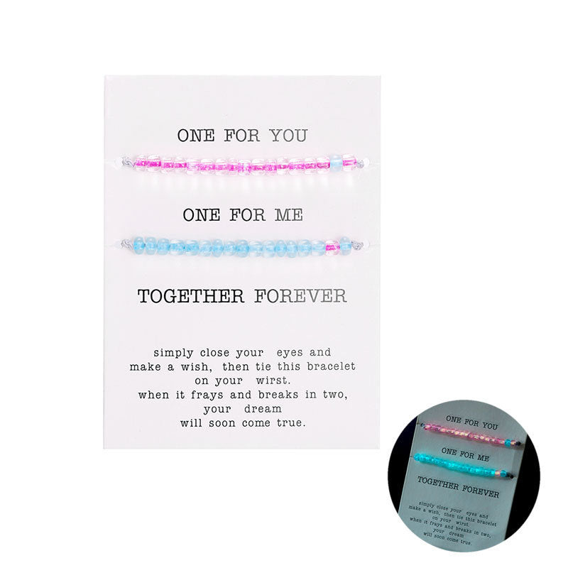 Wholesale  colorful luminous rice beads couple beaded bracelet