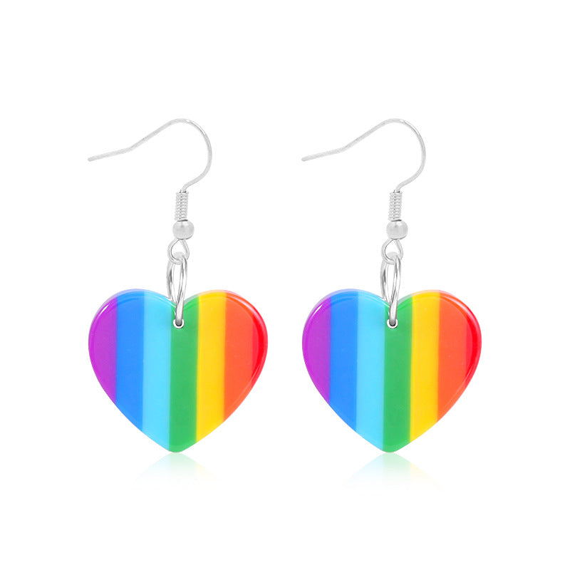 Wholesale LGBT Pride Month Rainbow Alloy Earrings ACC-ES-BinLi002