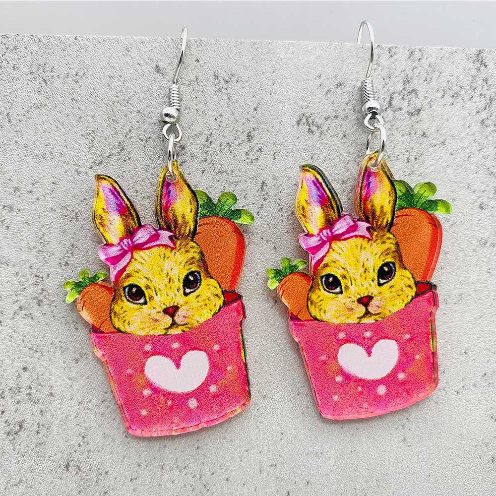 Wholesale  Easter leopard print rabbit carrot acrylic earrings