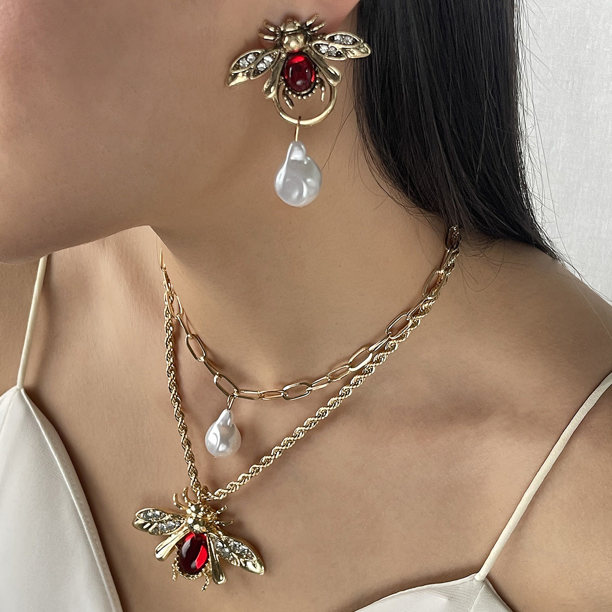 Collana all'ingrosso di orecchini animali a goccia di insetti