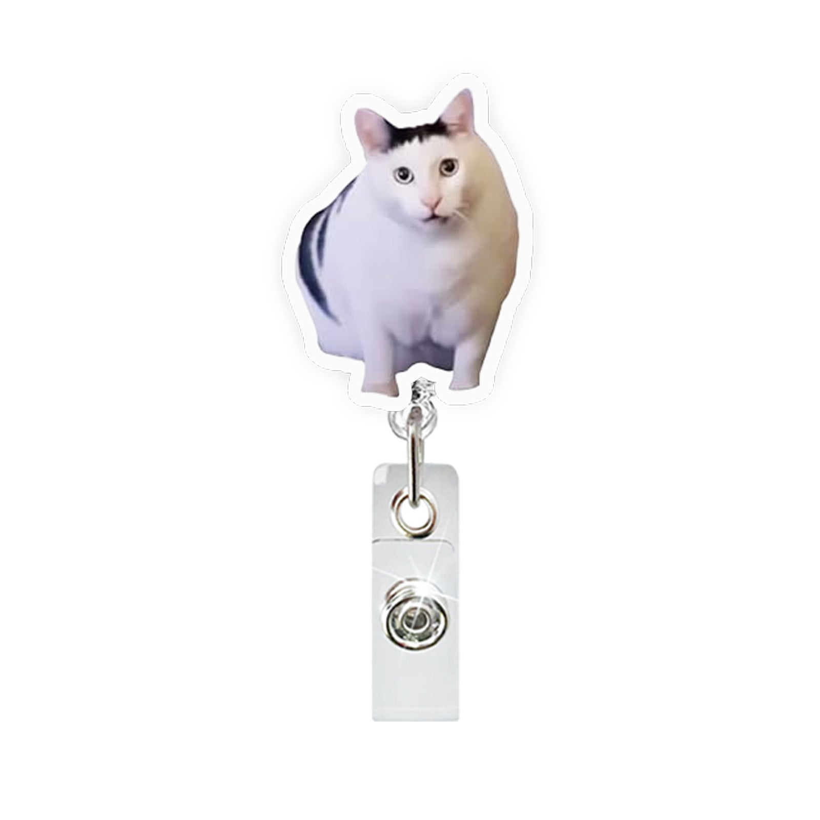Wholesale Funny Cat Emoticon Acrylic Retractable Badge Reel for Party Gift