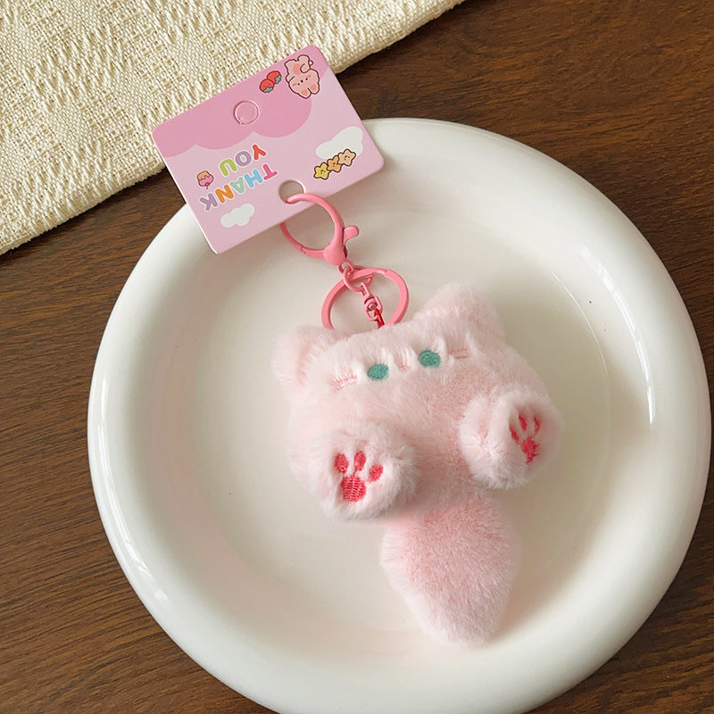 Wholesale Short Plush Cat Keychain DIY Handmade Bag Charm Women S Gift Decorative Boutique Resale