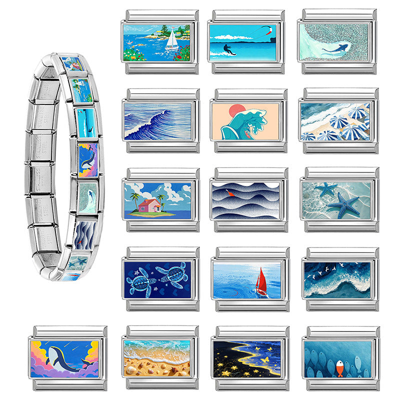 Wholesale Stainless Steel Electroplated Ocean Theme DIY Bracelet Accessories Jewelry Parts for Resale
