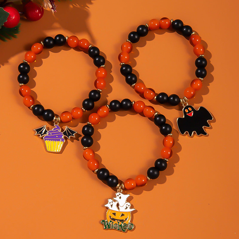 Wholesale Halloween Stacking Bracelets Pumpkin Ghost Pendant Bracelet Set ACC-BT-FanYou006