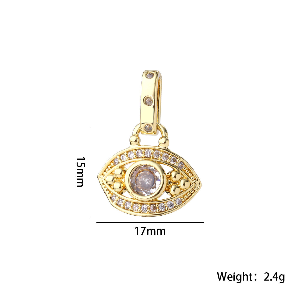 Wholesale Gold Plated Brass Evil Eye Pendant Y2K Trendy Large Eyeball Jewelry Accessory For Women