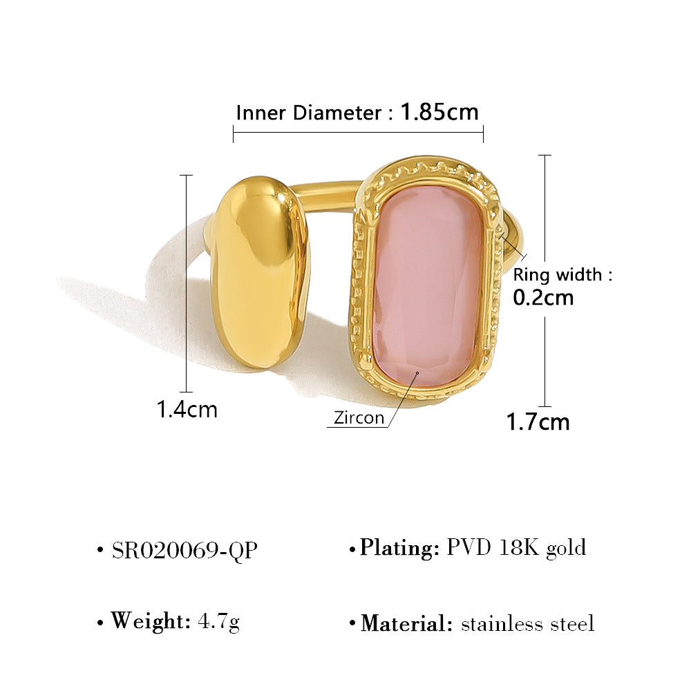 Wholesale  stainless steel glass zirconium exaggerated ring
