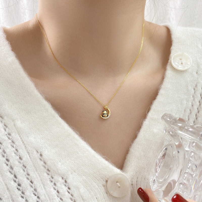 Wholesale  Panda Zircon Necklace S925 Sterling Silver  Fashion Personality Clavicle Chain