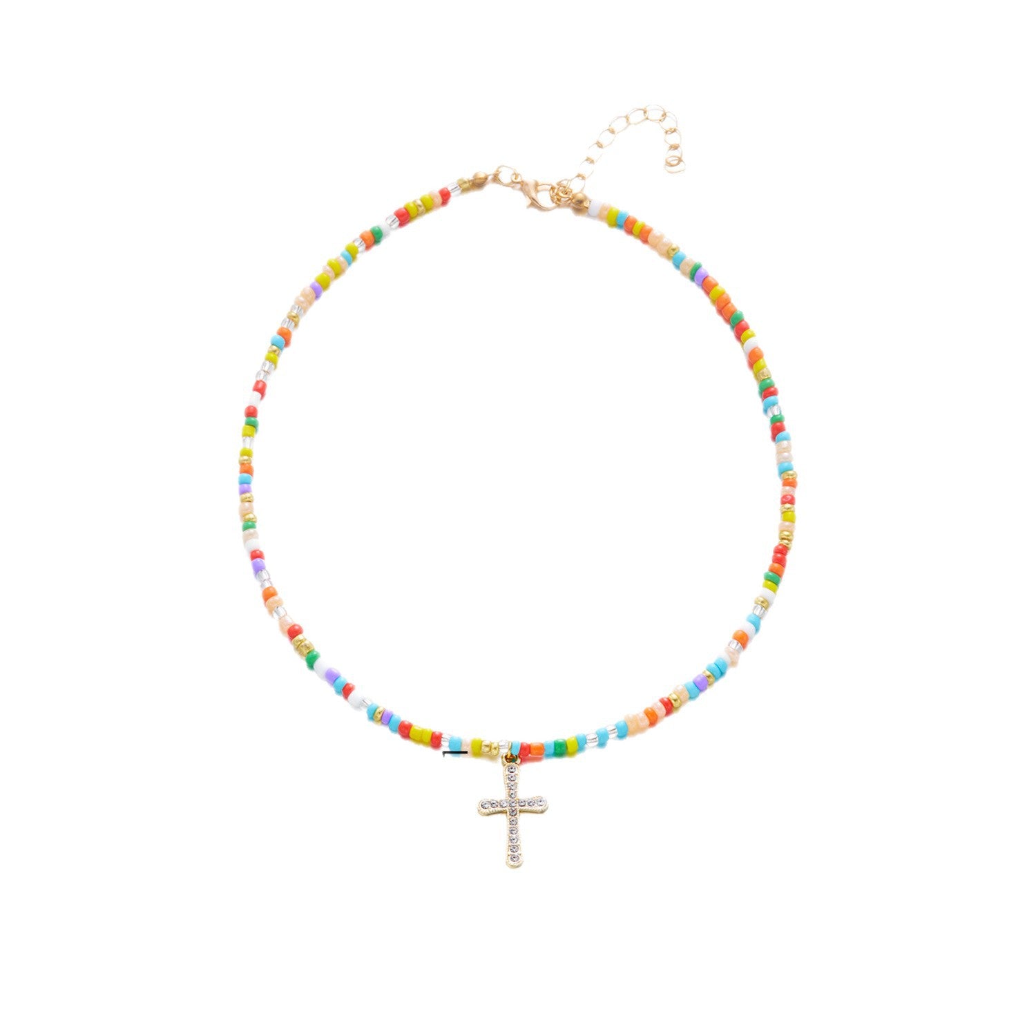 Wholesale  cross  natural stone beads stainless steel pendant necklace