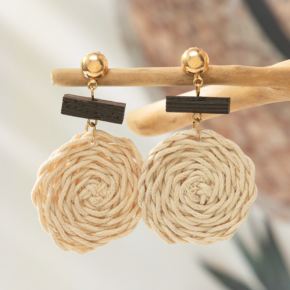 Wholesale Rattan Earrings Raffia Braided Earrings ACC-ES-XLH001