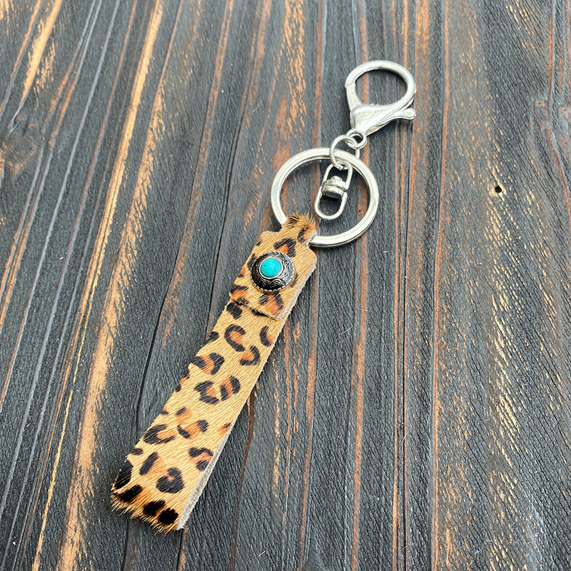 Wholesale Western Style Alloy Leather Pendant Leopard Print Keychain Bulk Keychains ACC-KC-XinChuan005