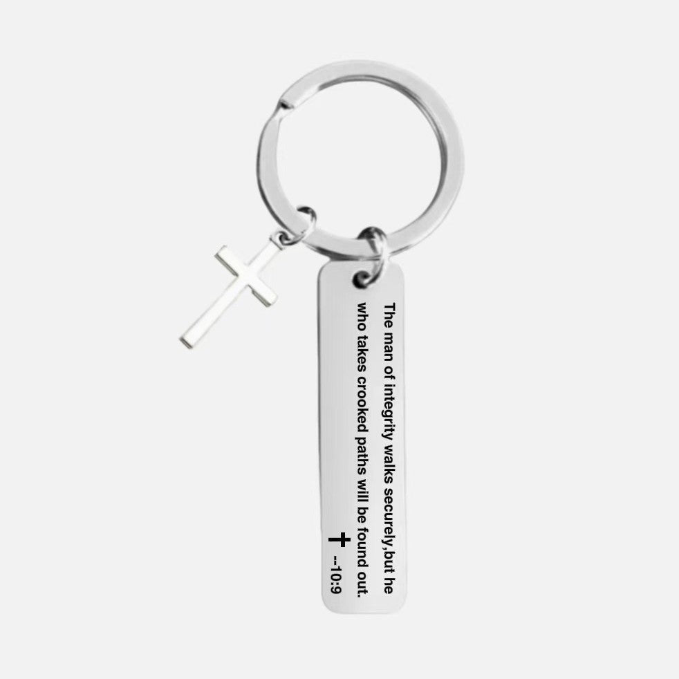 Wholesale Titanium Steel Cross Pendant Keychain Trendy European Style Religious Gift For Backpack Car Key Accessory