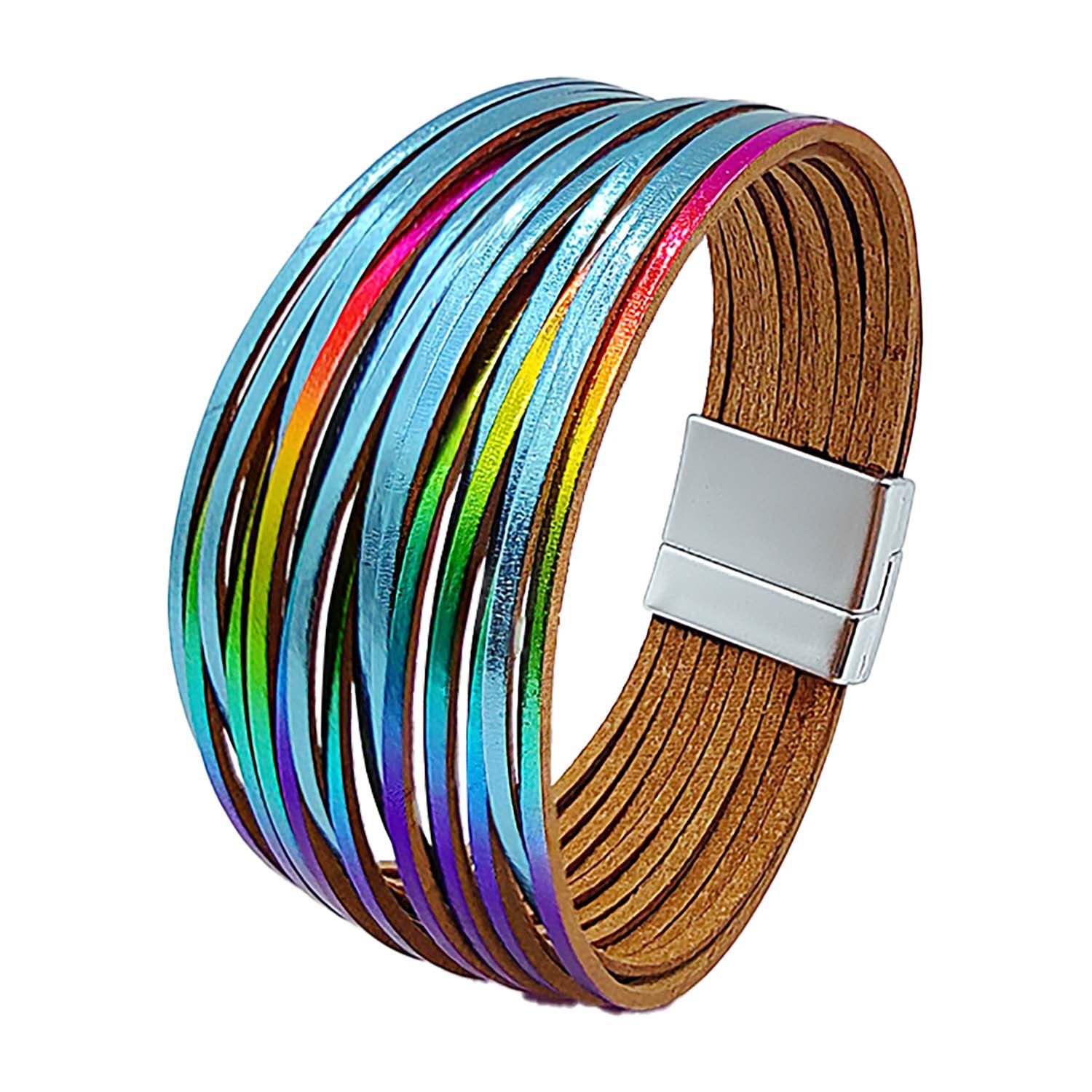 Wholesale Gradient Leather Cord Mixed Color Leather Bracelet ACC-BT-Shangy005