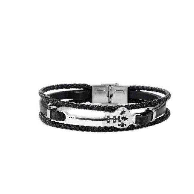 Wholesale personality retro multi-layer woven titanium steel leather bracelet