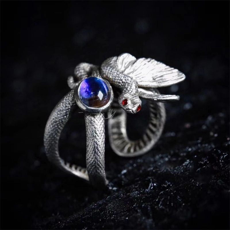 Wholesale  Yuji Vintage Old Snake and Butterfly Opening Ring Punk Ring
