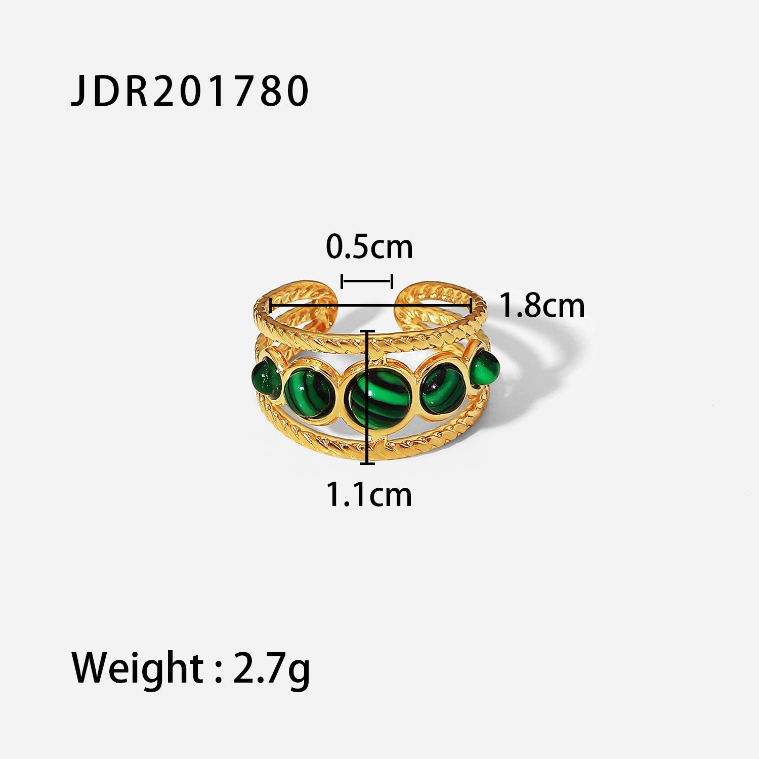 Wholesale Retro Titanium Steel Open Gemstone Ring