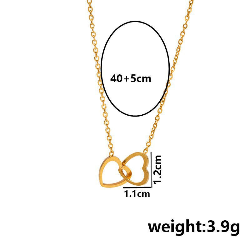 Wholesale Titanium Steel Non-Fading Love Interlocking Necklace