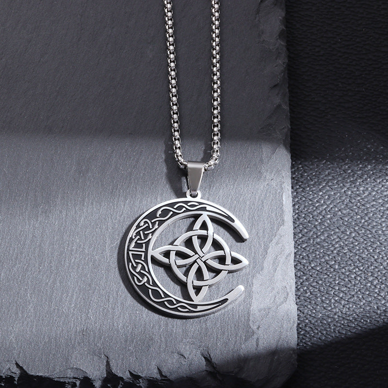 Wholesale Trendy Celtic Moon Choker Necklace Stainless Steel Gold Hollow Design Fashion Jewelry Accessory For Resale