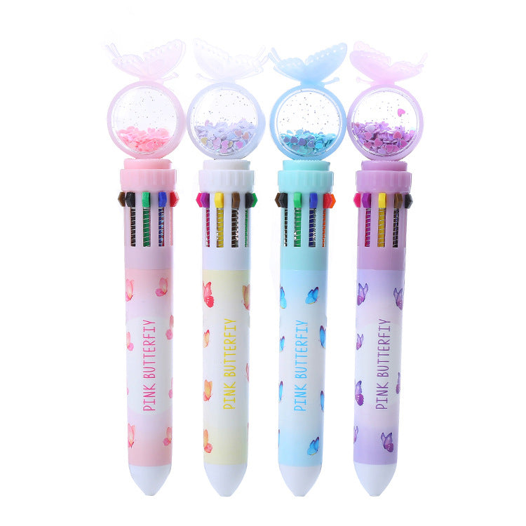 Wholesale Sequin Butterfly ten-color ballpoint pen ballpoint pen