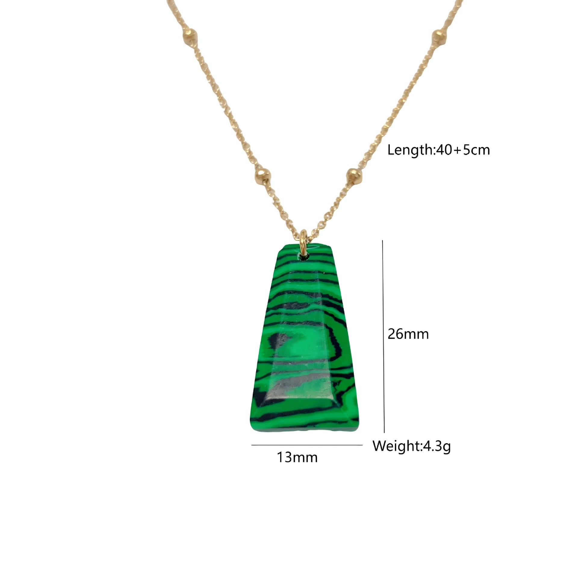 Wholesale Stainless steel natural stone cut trapezoidal geometric pendant necklace