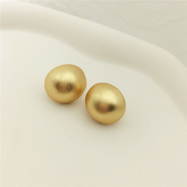 Wholesale Matte Frosted Metal Half Ball Round Earrings