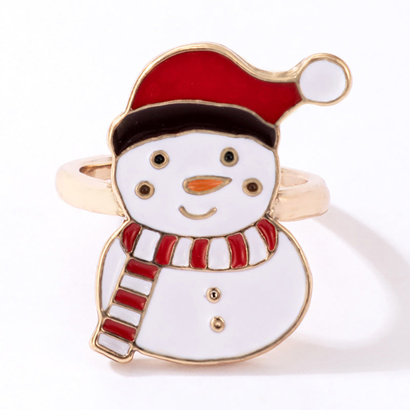 Wholesale Christmas Oil Drip Ring Elk Santa Claus Alloy Ring ACC-RS-YongGe008