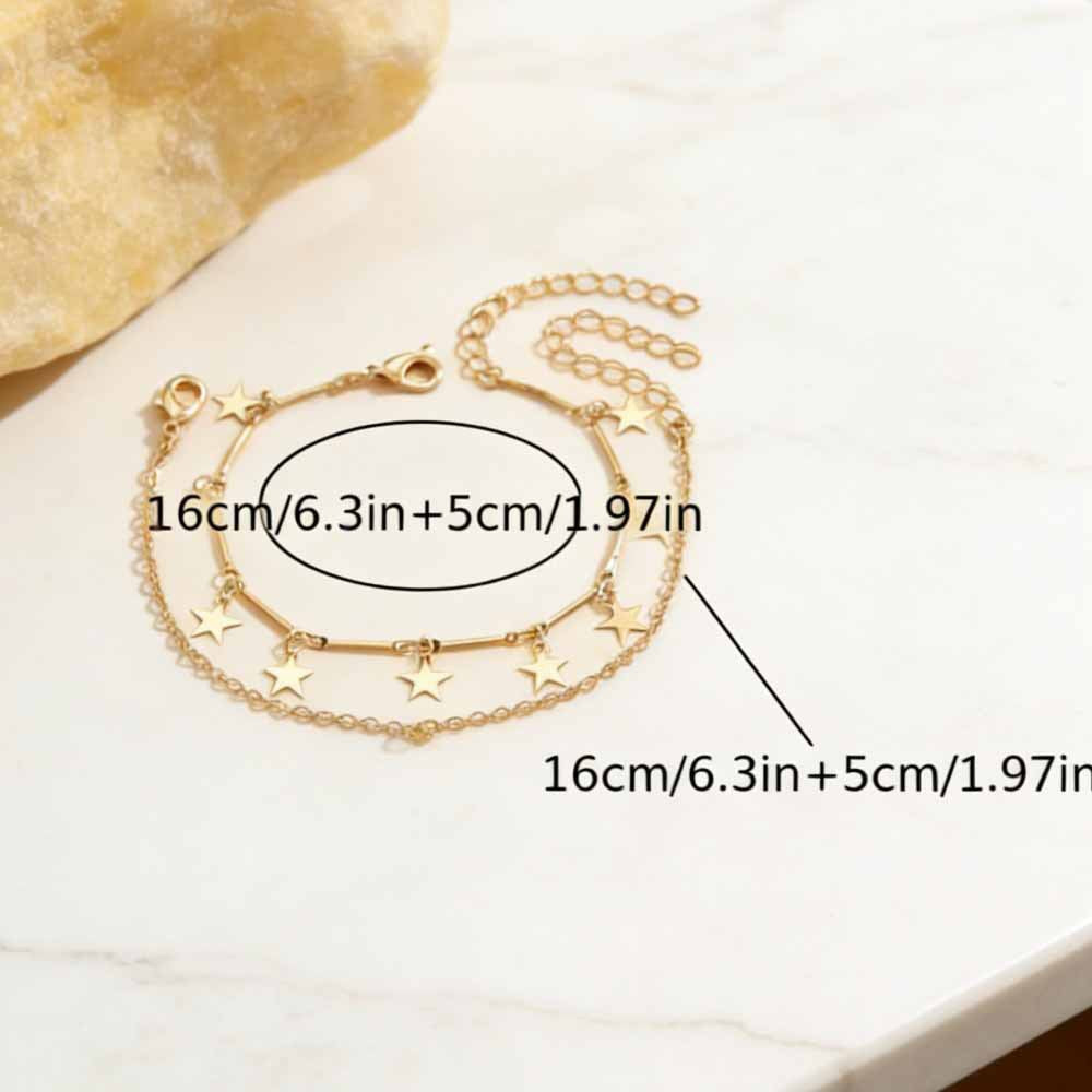 Wholesale Chic Gold Moon Star Pendant Bracelet And Finger Chain Set Women S Travel Souvenir Fashion Accessory
