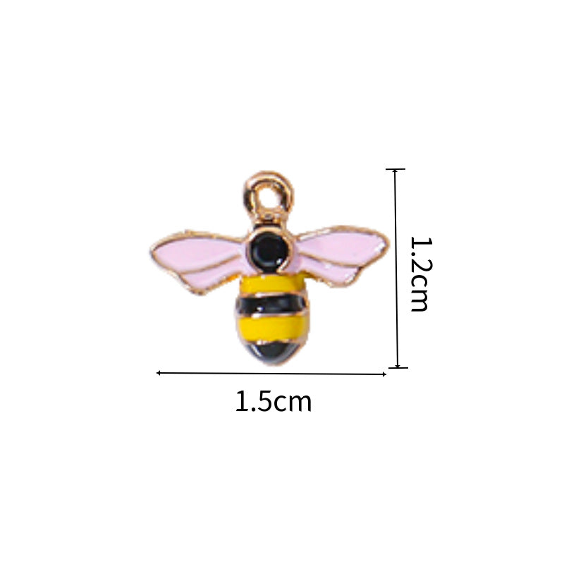 Wholesale 10pcs/pack  Alloy Oil Dripping Cartoon Bee Animal DIY Earrings Keychain Pendant Jewelry Accessories Bag Pendant