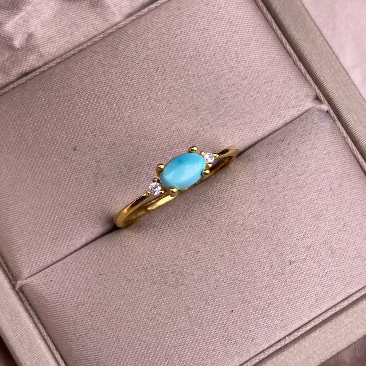 Wholesale Light Luxury  Minimalist Zircon and Blue Turquoise Ring