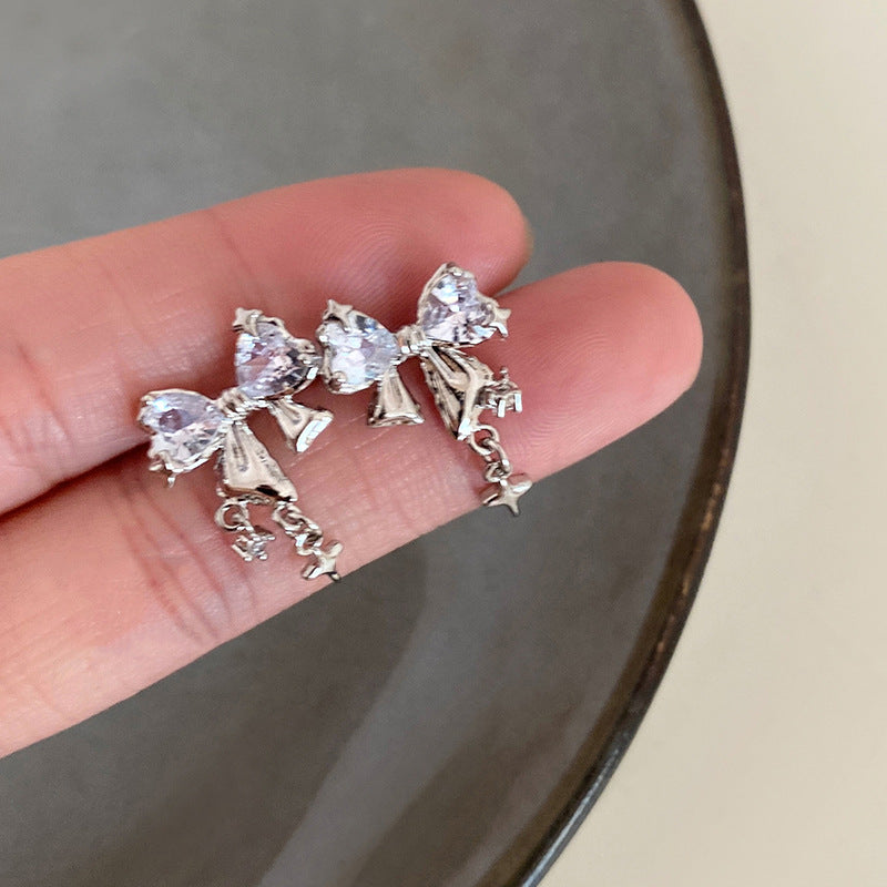 Wholesale Starlight Brilliant Bow Zircon Stud Earrings Fashion Bow Earrings ACC-ES-YaoFeng001