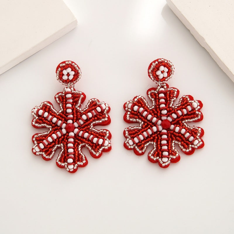 Wholesale Christmas fabric rice bead earrings