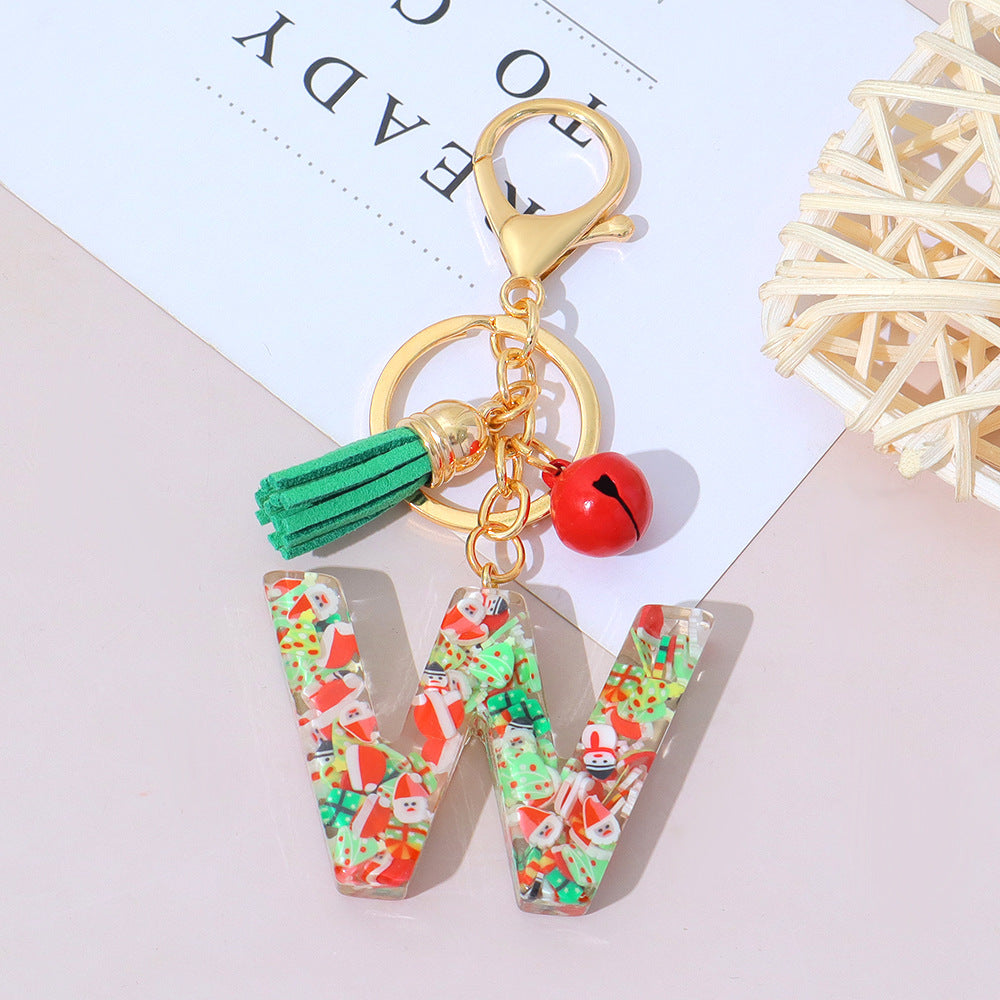 Wholesale Resin English Letter Keychain with Tassel Festive Holiday Party Bag Charm