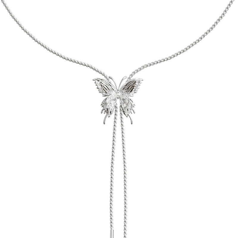 Wholesale Silver Butterfly Tassel Necklace Collarbone Chain Choker Necklace ACC-NE-NS011