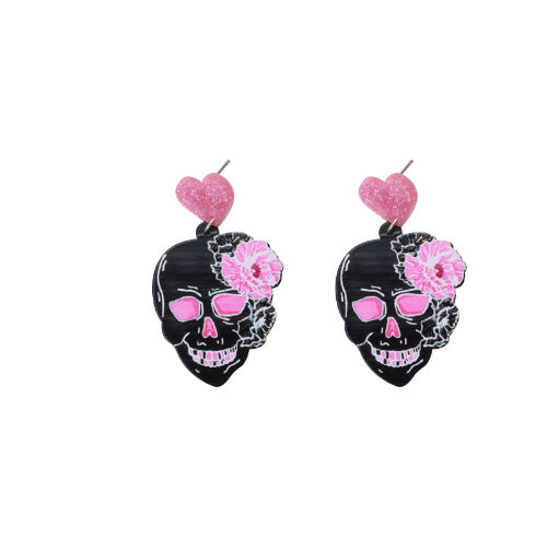 Wholesale  Pumpkin Cat Skull Funny Exaggerated Acrylic Halloween Earrings