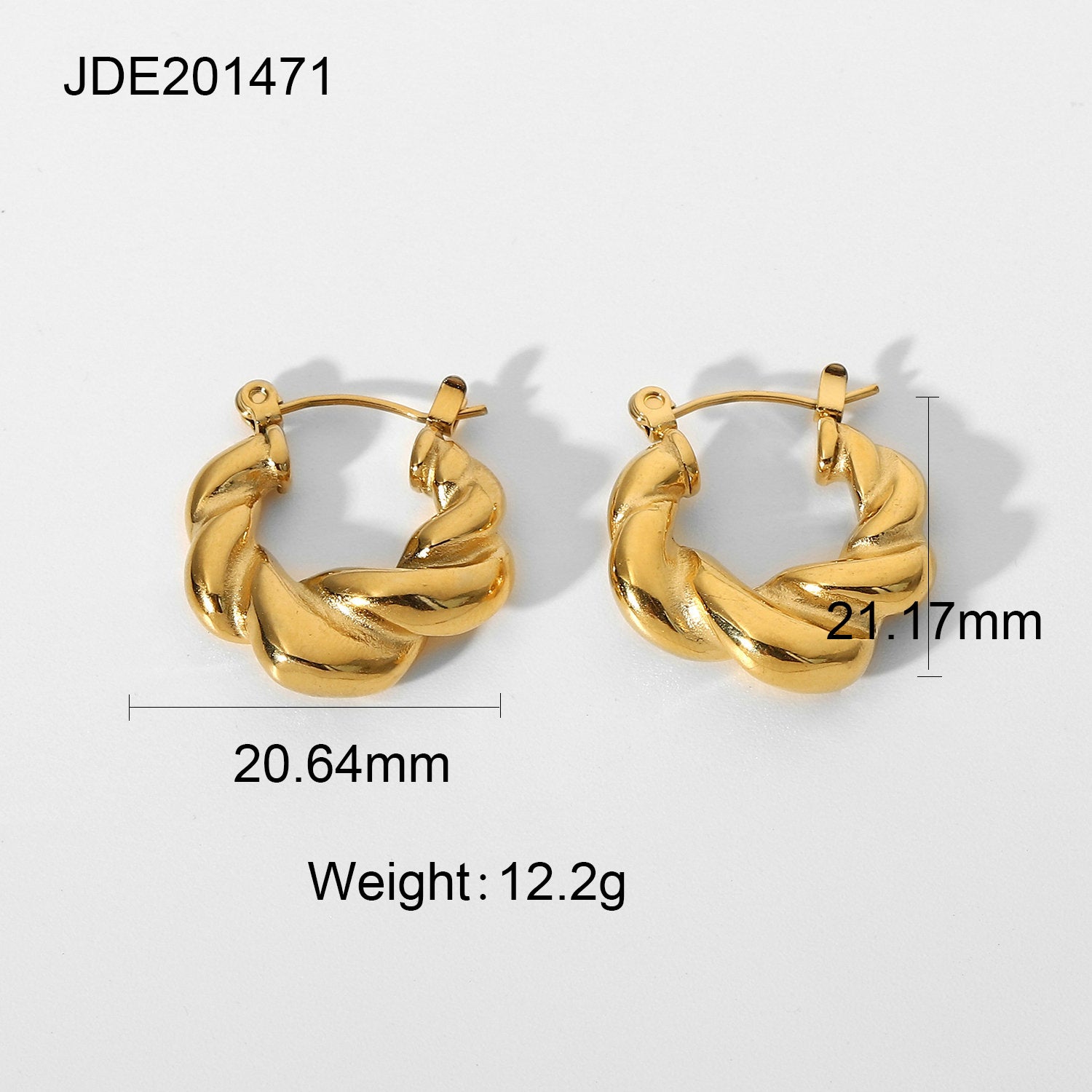 Wholesale gold plated stainless steel twist hoop earrings geometric earrings ACC-ES-Jied004
