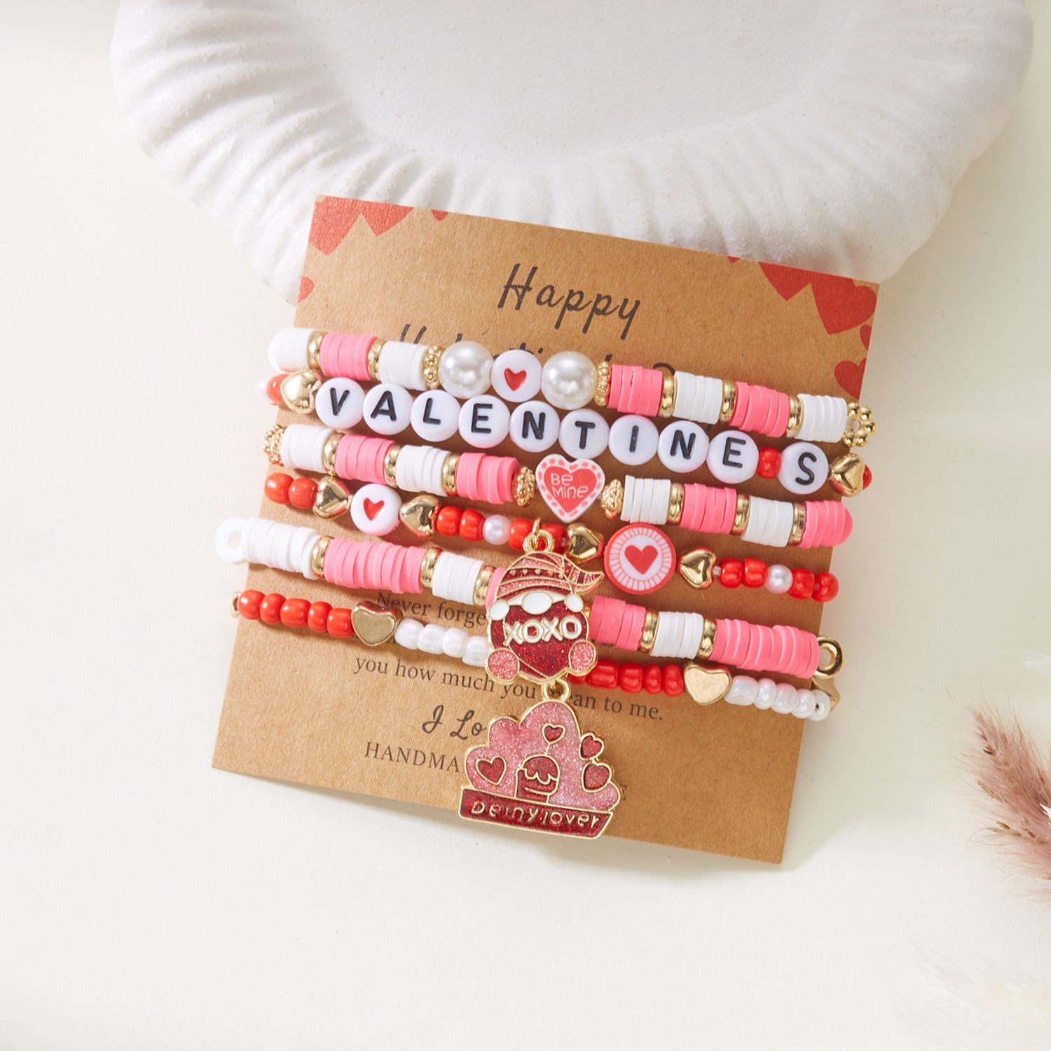 Wholesale Valentine' s Day Niche Heart Love Beaded Bracelet