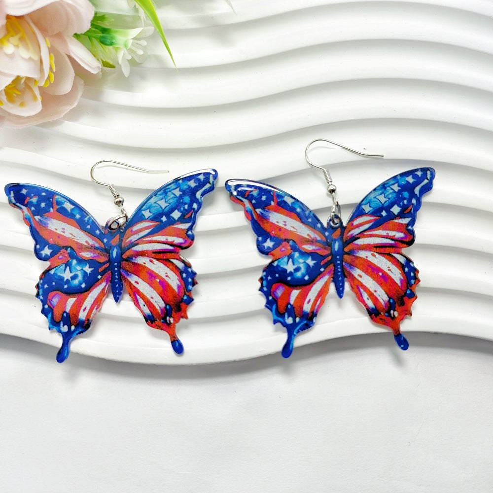 Wholesale 10pcs American Independence Day Earrings Love Stars Sun Flower Earrings ACC-ES-Qiyu006